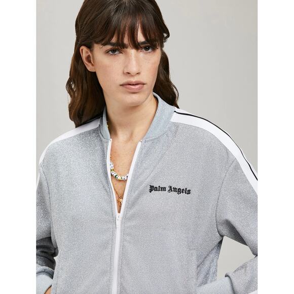 Palm Angels Glittery Lurex Bomber Striped Logo Track Jacket - Picture 8 of 15